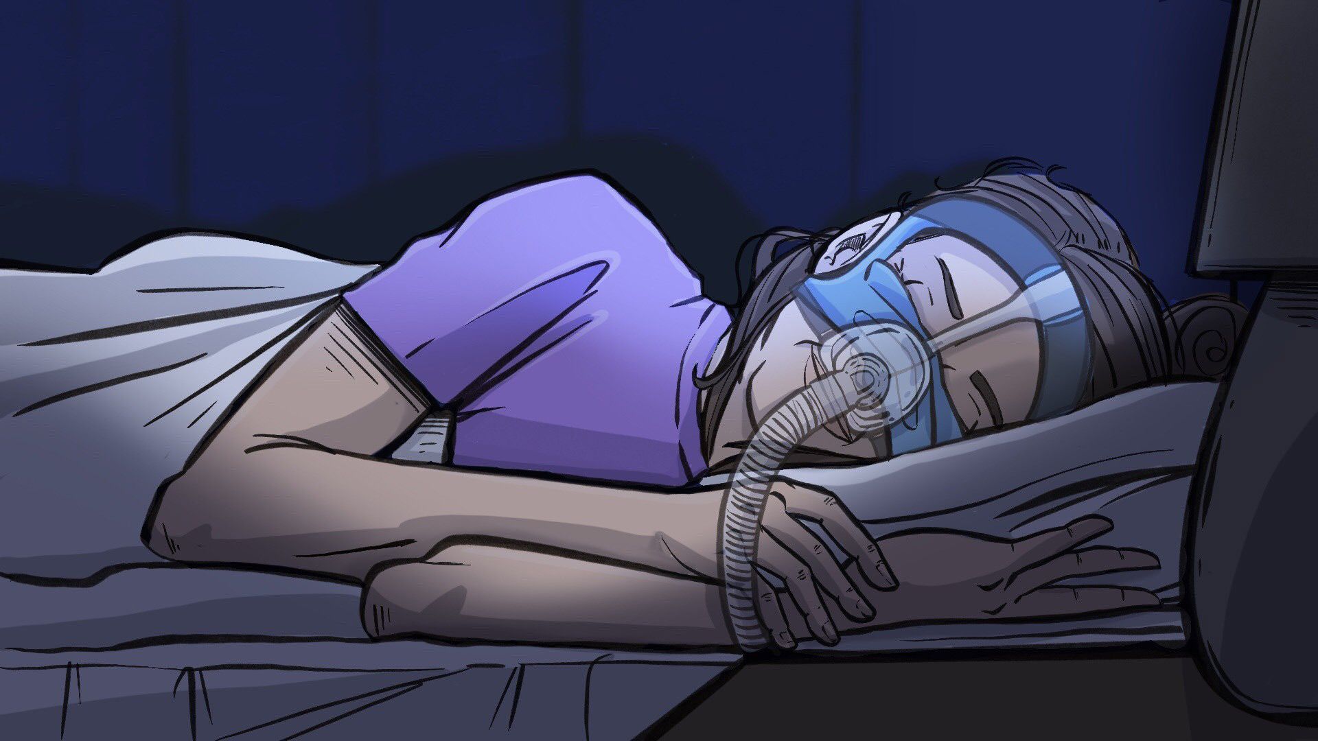 Facembrace blue sky deflector perfect sleep woman sleeping illustration